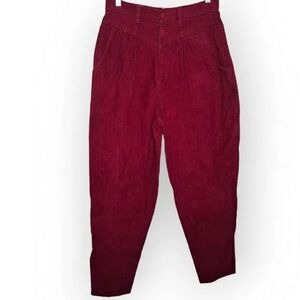 Palmetto's Women's Vintage 80s High Waist Corduroy Tapered Leg Pants Berry size